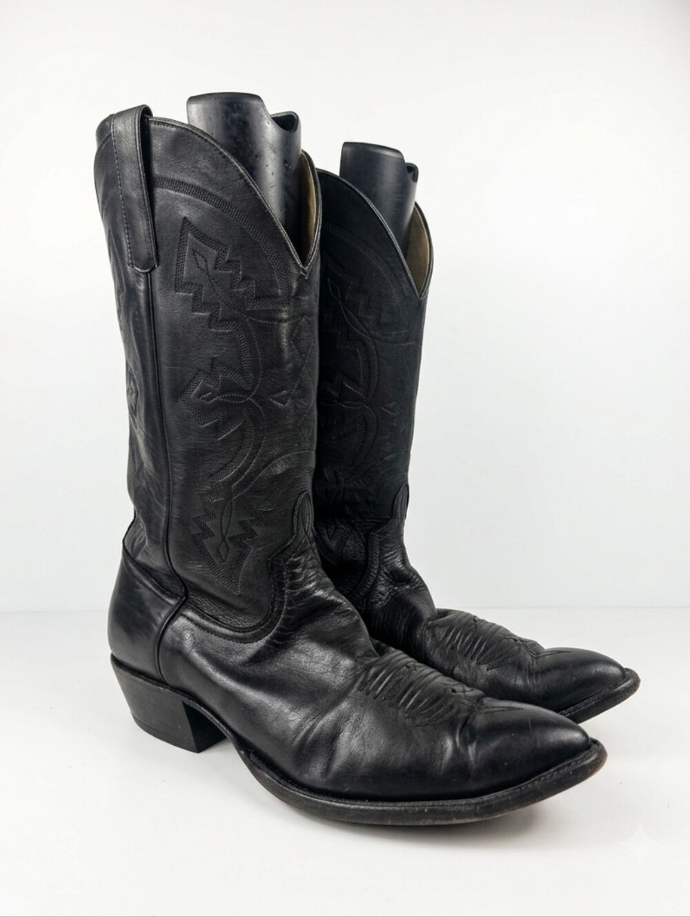 Anderson Bean Black Leather Western Cowboy Men's Boots Size 12
